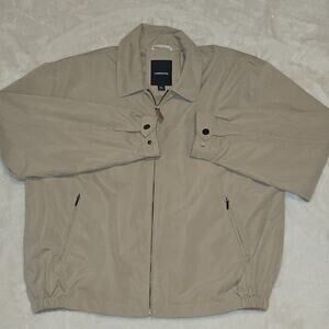 London Fog Men’s XL Beige Harrington Golf Jacket Zip Front Pockets Lightweight